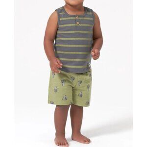 Modern Moments By Gerber 3-6M Baby Boys 2-Piece Set Striped Tank & Cactus Shorts